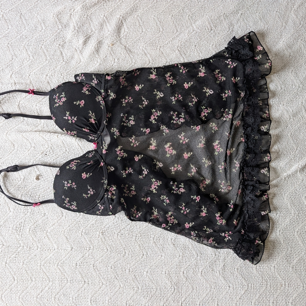 Blush Black Floral Bandeau